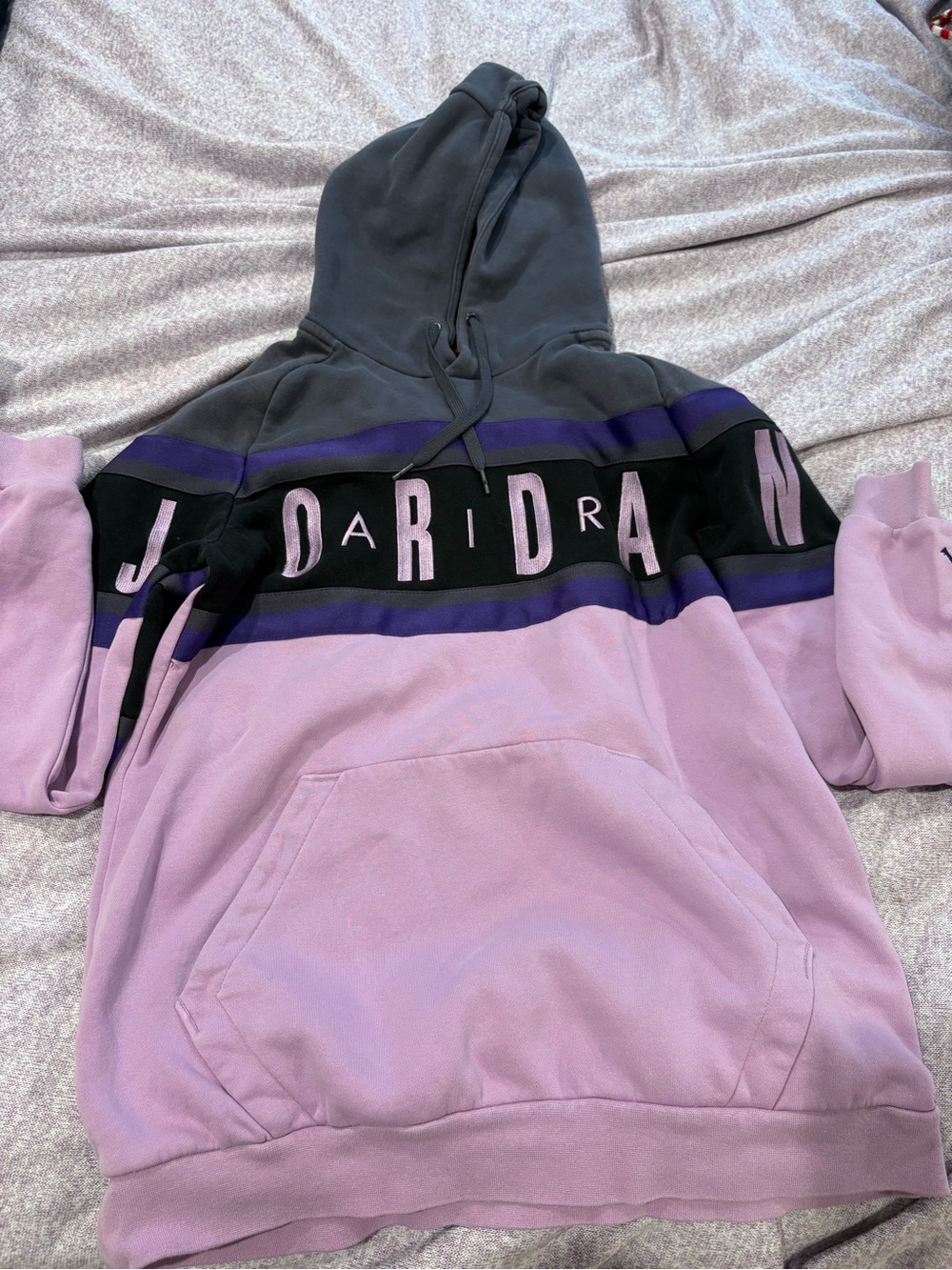 Jordan Colorblock Hoodie in Lavender, Gray & Red Logo